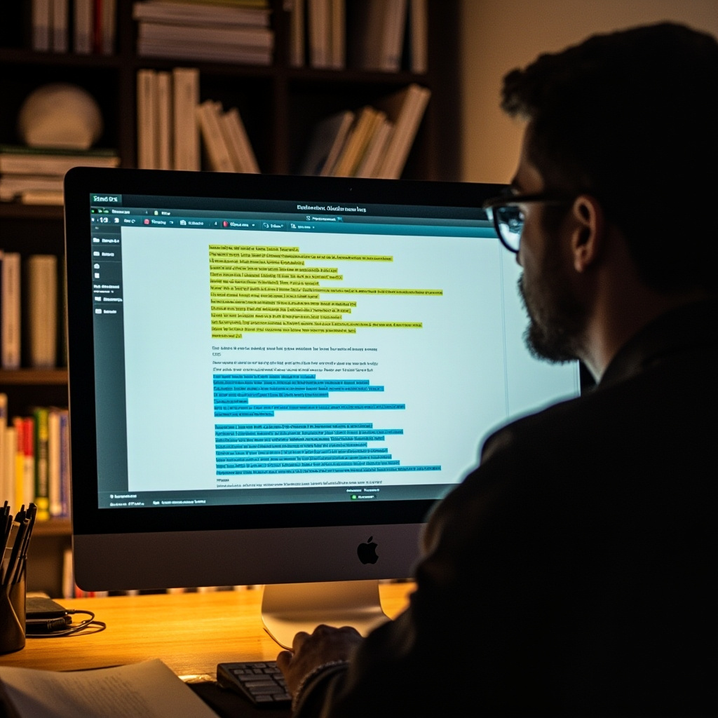 Academic writing workspace with grammar checker